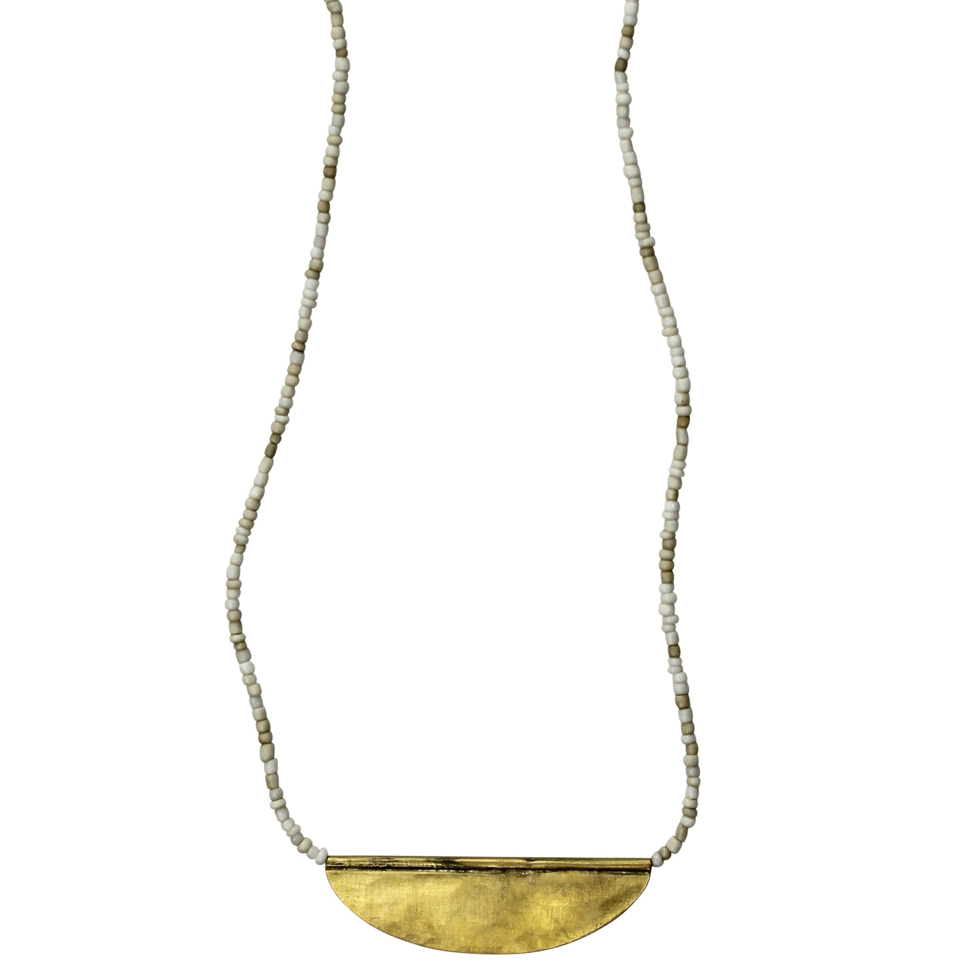 Necklace with Crescent, White Beads