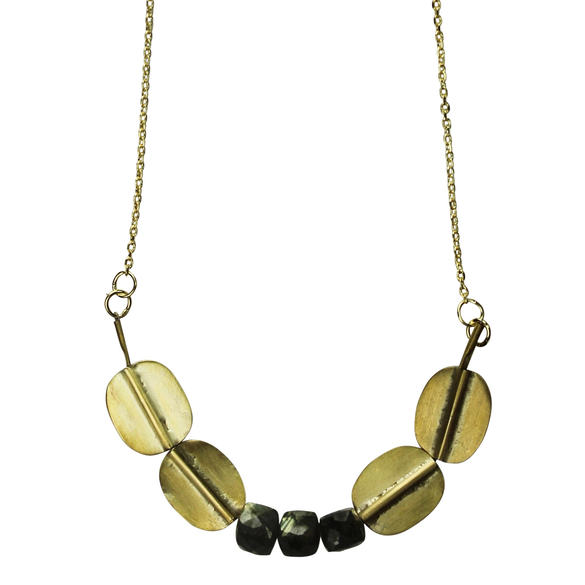 Necklace, Brass with Labradorite