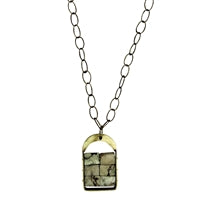 Capsule Necklace, Brass, Chrysoprase