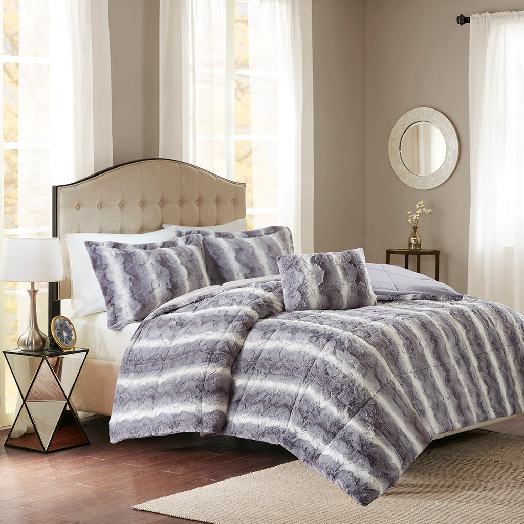 Zuri 4PC Faux Fur Comforter Set