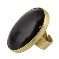 Bezel Set Ring, Brass - Horn