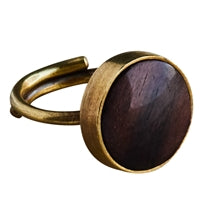 Penny Ring, Brass, Dark Wood