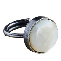 Penny Ring, Silver, Mother of Pearl - Light