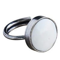 Penny Ring, Silver, Bone