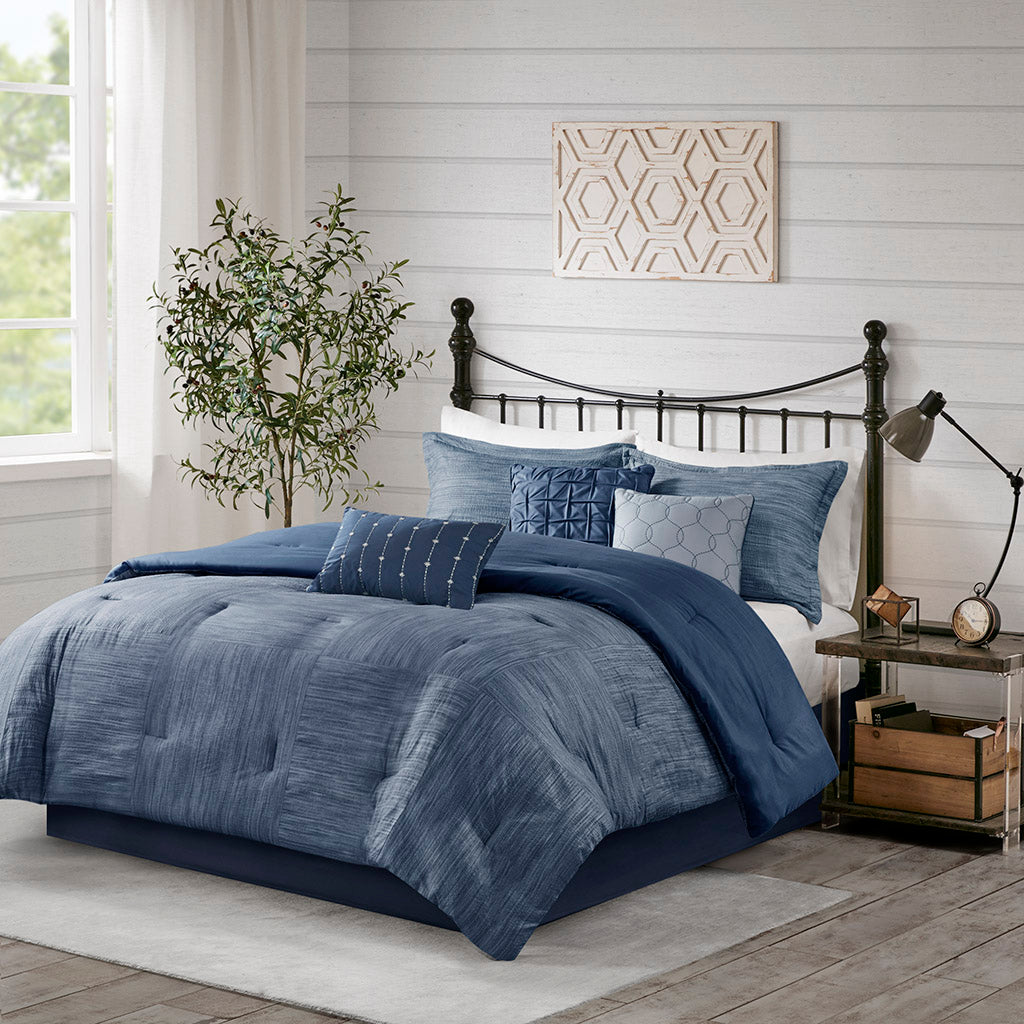 Walter 7 Piece Printed Seersucker Comforter Set