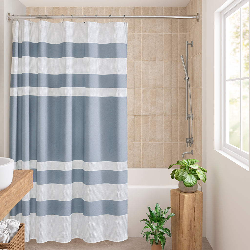 Spa Waffle Shower Curtain with 3M Treatment