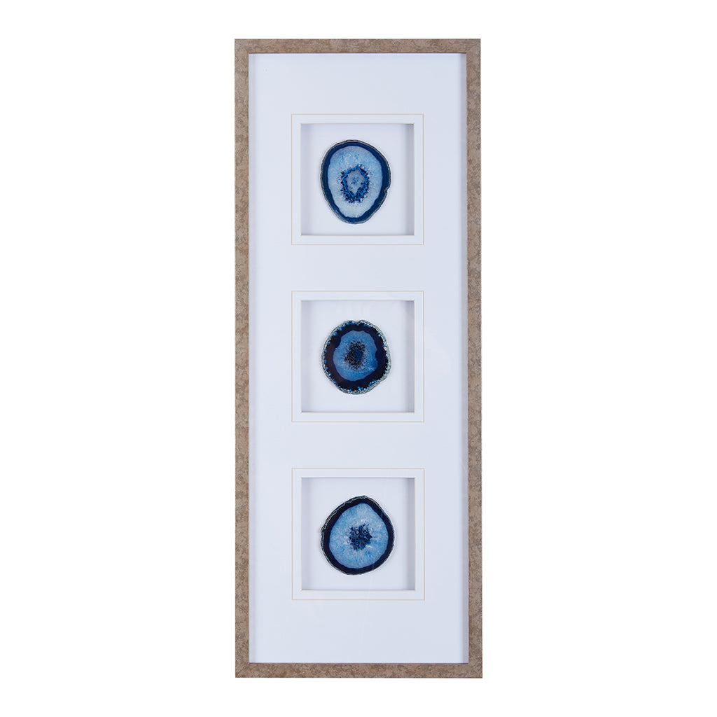 Blue Agate Trio 3-piece Framed Glass Wall Art Set