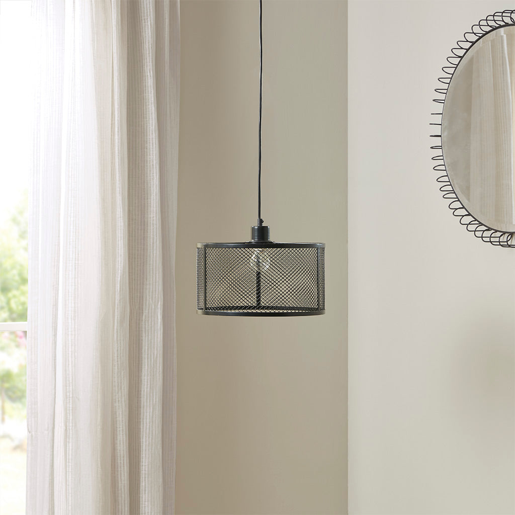 Jaxson Natural Rope and Metal Mesh Cylinder Pendant