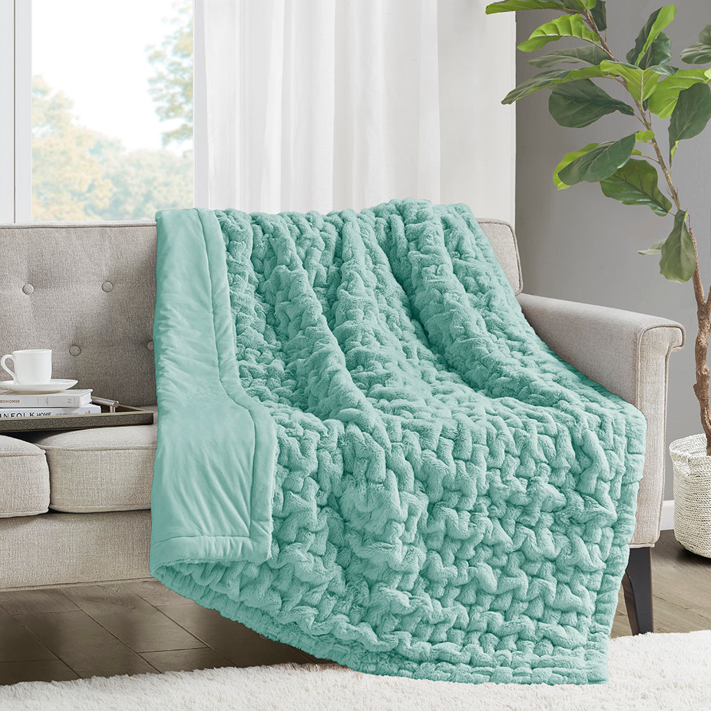 Ruched Fur Throw