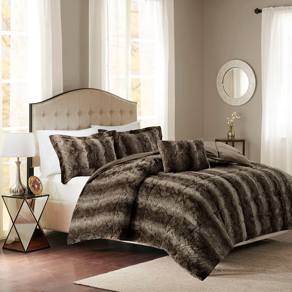 Zuri 4PC Faux Fur Comforter Set