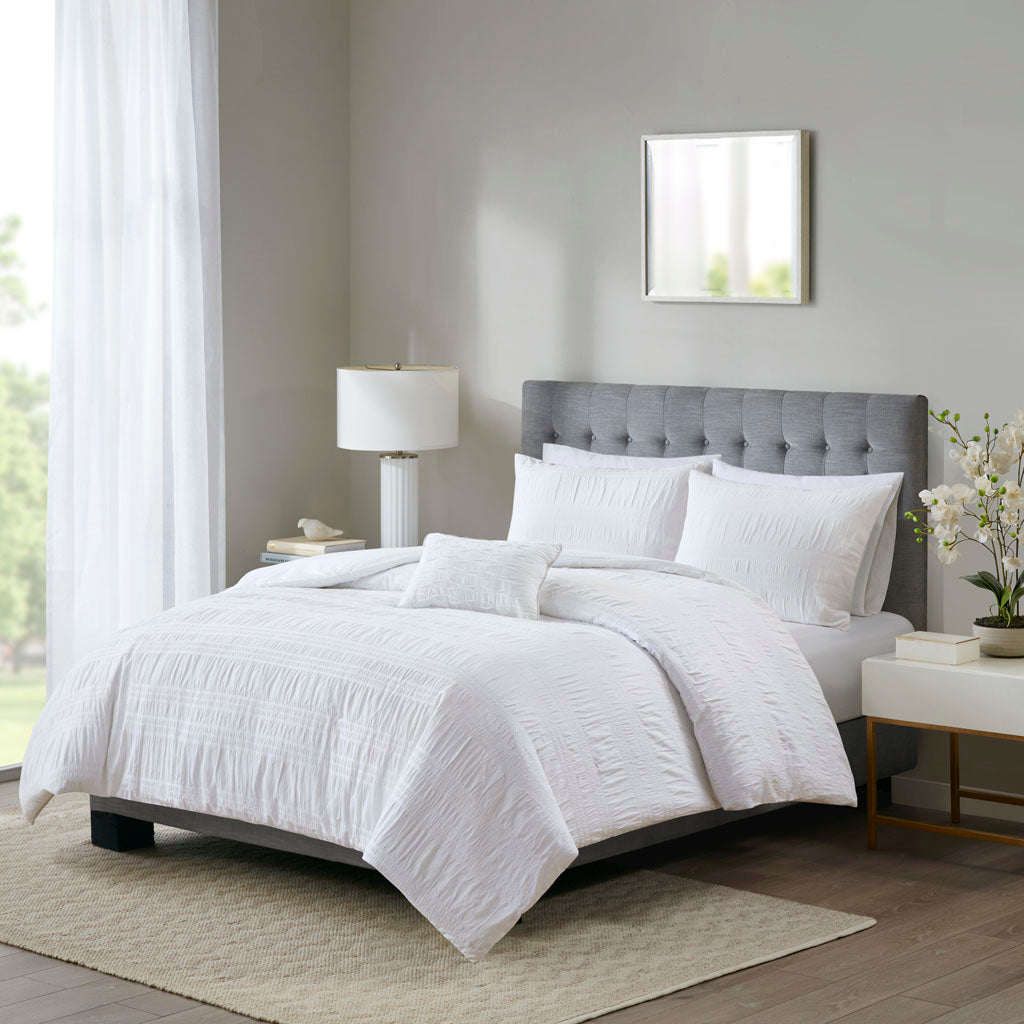 Nicolette 4 Piece Cotton Seersucker Duvet Cover Set