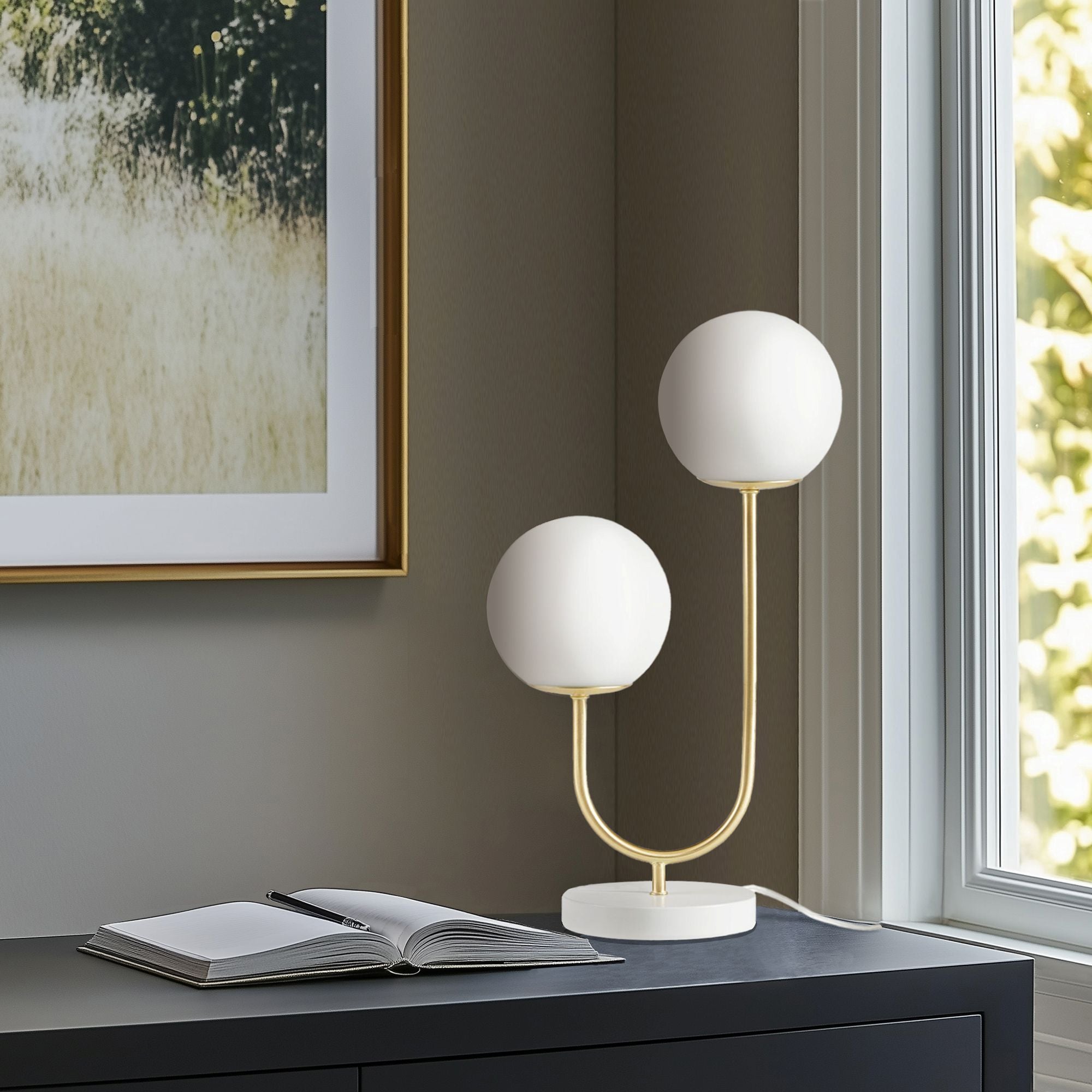 Zusa 24" H Table Lamp with Marble Base