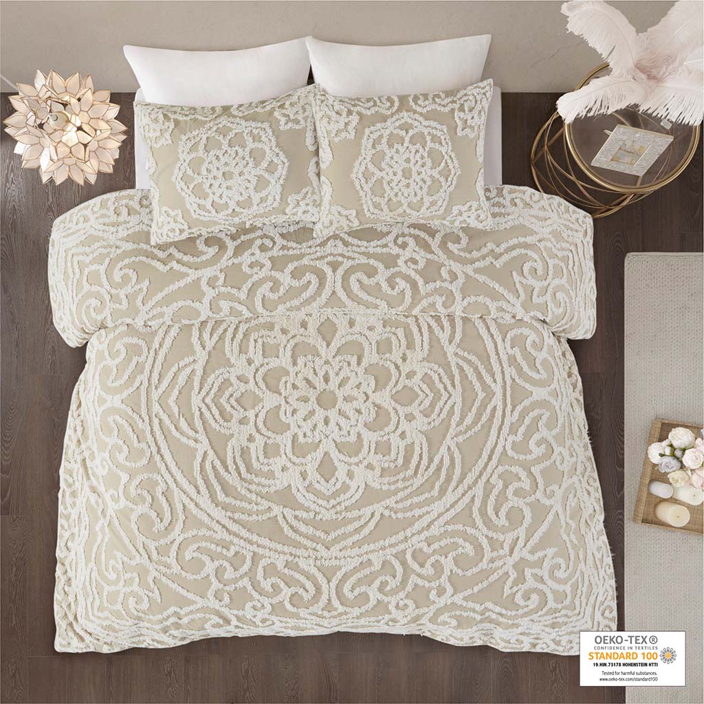 Laetitia 3 piece Tufted Cotton duvet cover set