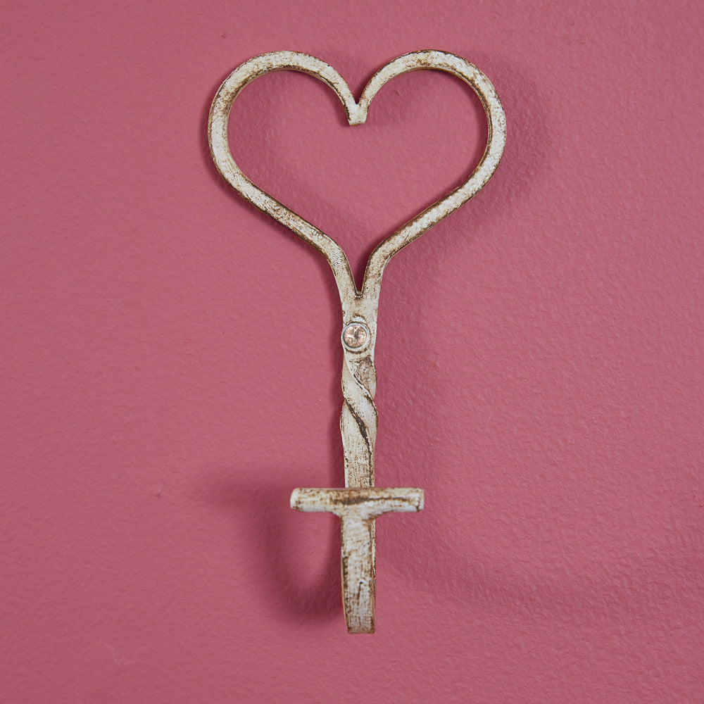 Aged Cast Iron Heart Hook - (S/4)