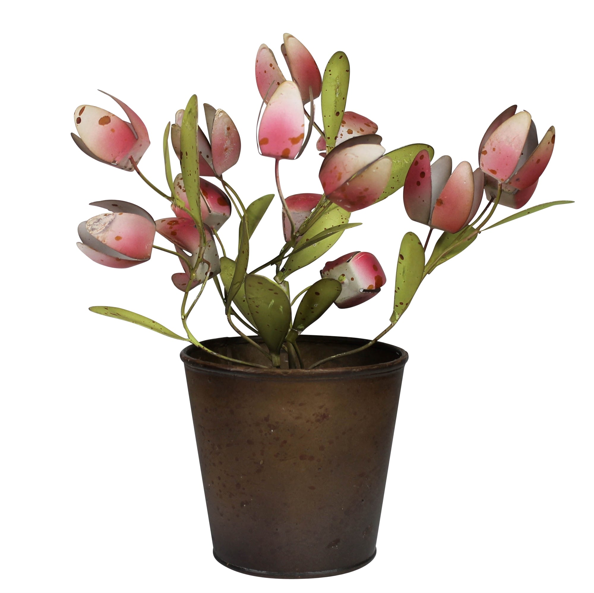 Aluminum Crafted Pot with Tulips