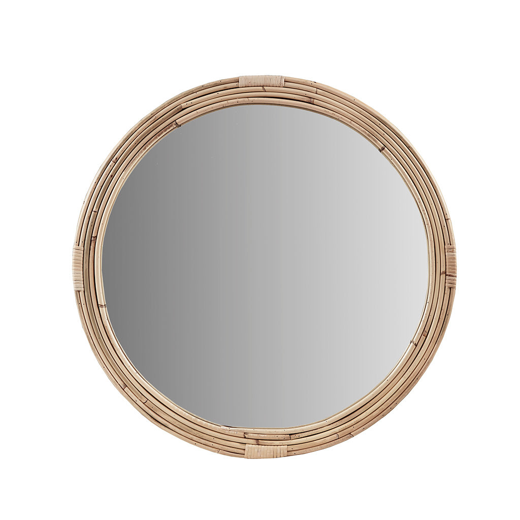 Luna Rectangular Wood and Rattan Mirror