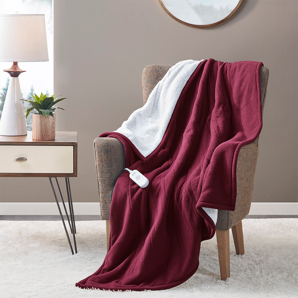 Fleece to Sherpa Heated Throw