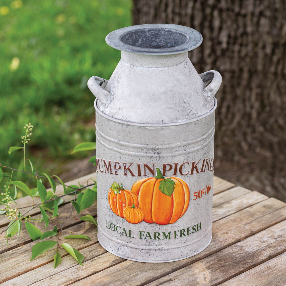 Pumpkin Picking Milk Can