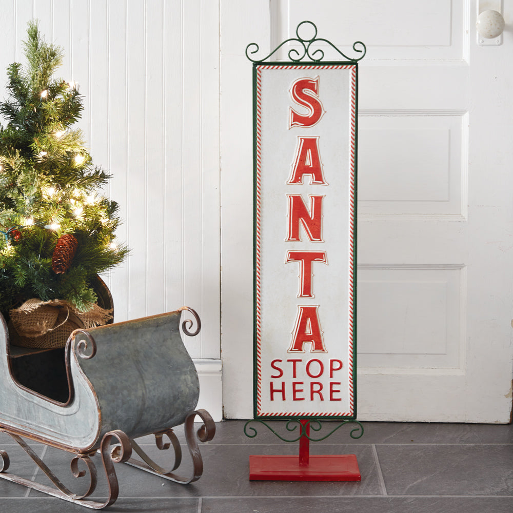 Large Santa Stop Here Sign