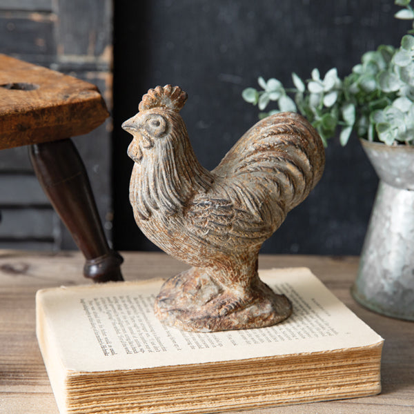 Farmhouse Denim Rooster Figurine