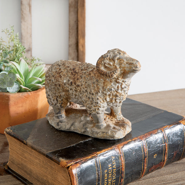 Farmhouse Denim Ram Figurine