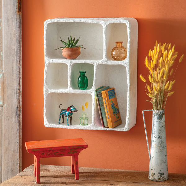 Sectioned Paper Mache Wall Shelf