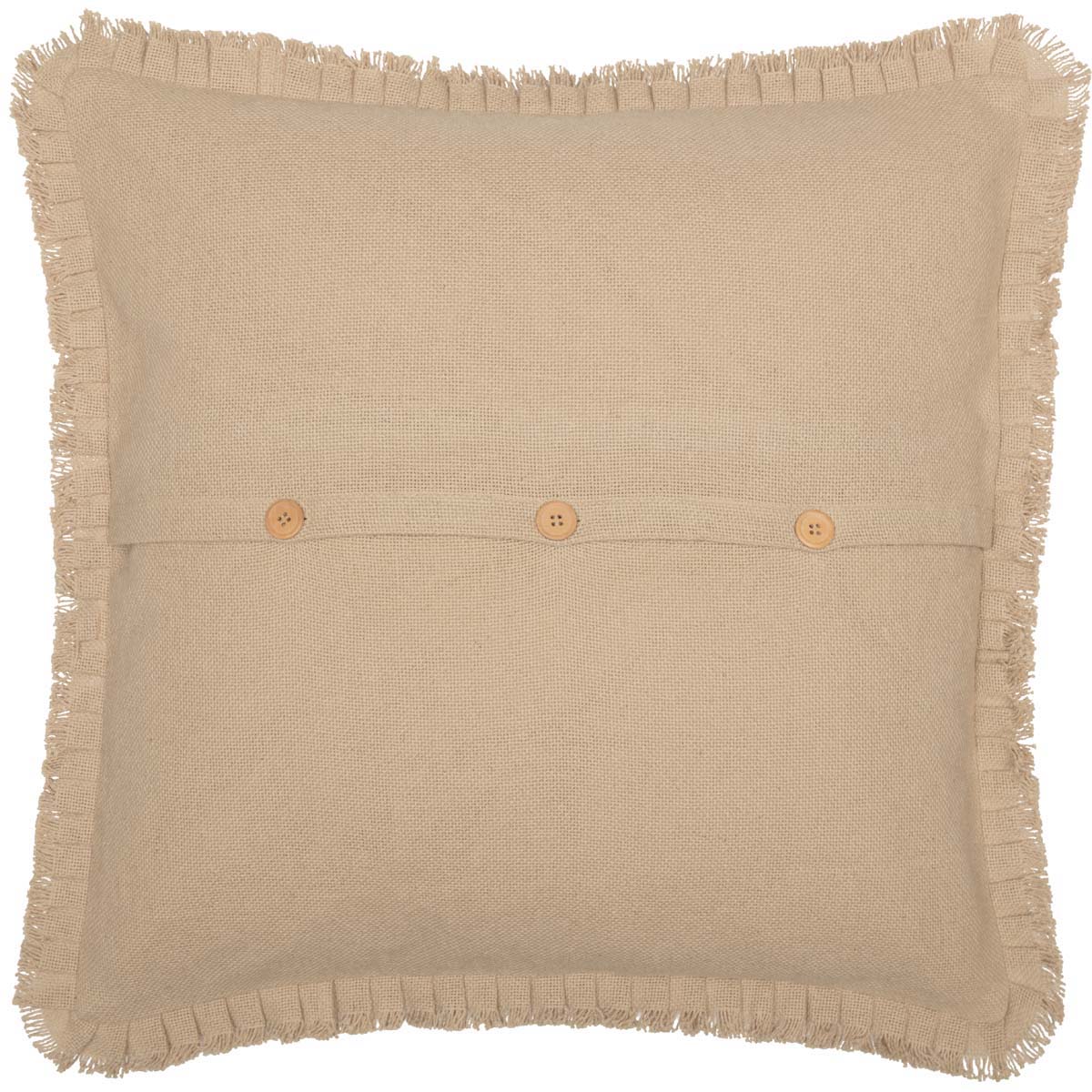 Burlap Vintage Fabric Euro Sham w/ Fringed Ruffle 26x26
