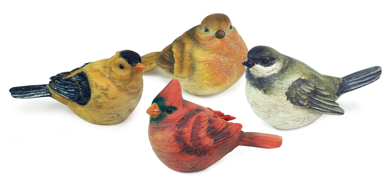 Bird Decoration (x4 Asst) 4"L Polyresin