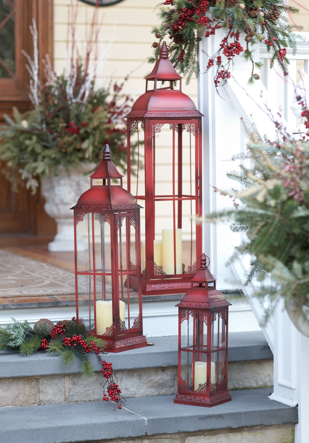 Oversized Ornamental Metal Floor Lanterns (Set of 3)