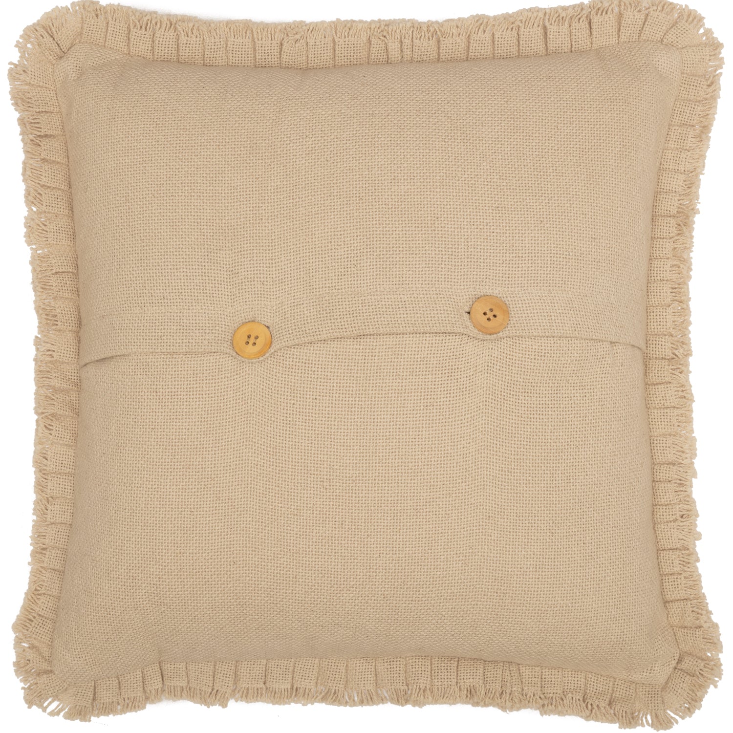 Burlap Vintage Pillow w/ Fringed Ruffle 18x18