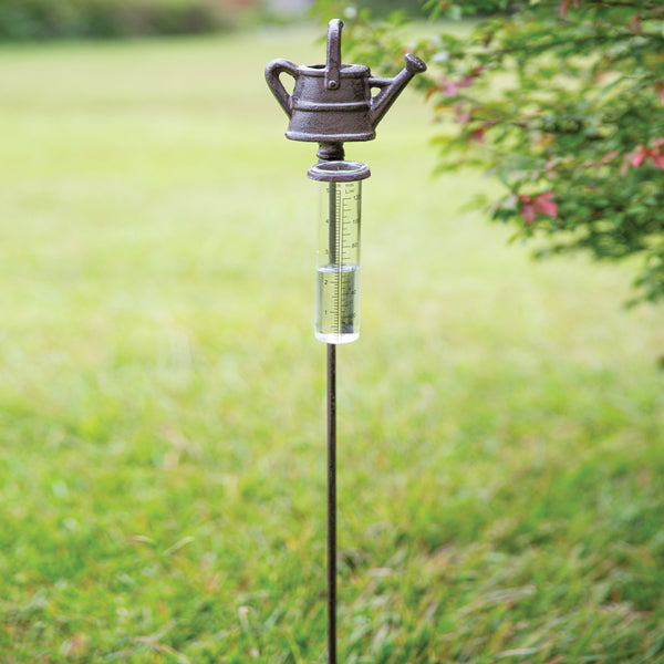 Watering Can Rain Gauge Garden Stake