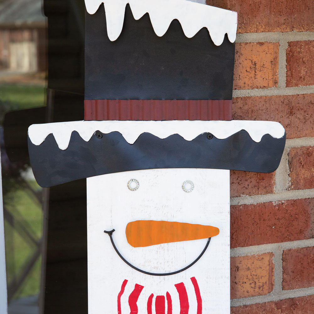 Snowman w/ Metal Work Porch Leaner