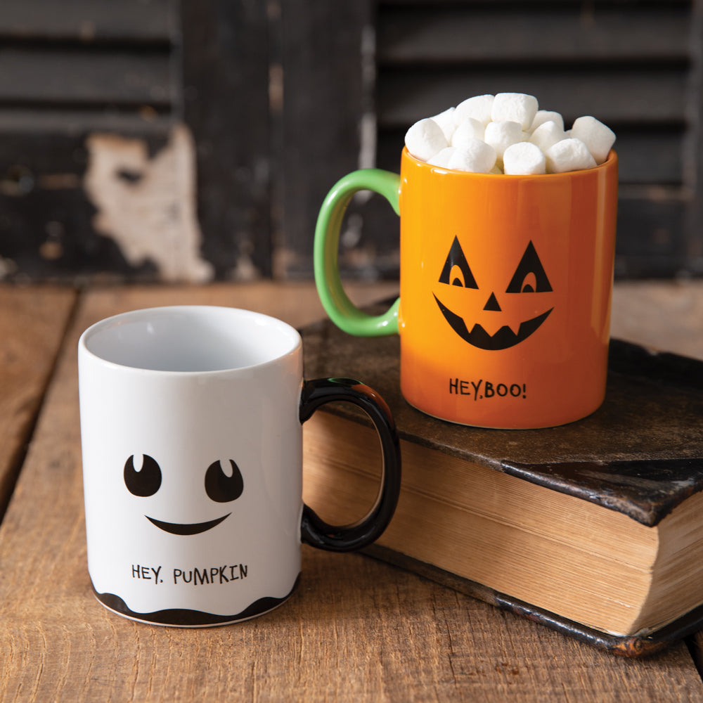 "Hey Boo, Hey Pumpkin" Halloween Mugs (S/2)