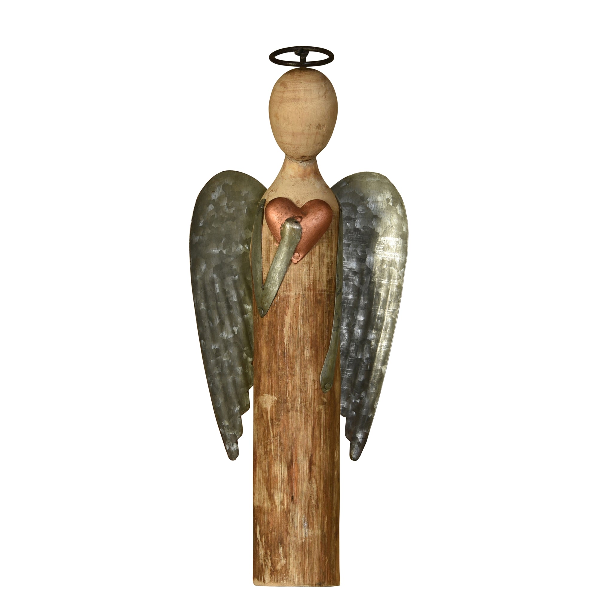 Angel with Heart, Wood & Metal - Sm
