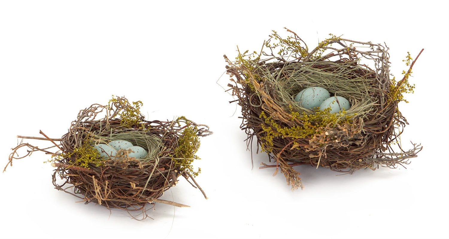 Robin's Nest w/Eggs (Set of 2) 5"D, 7"D Twig/Foam