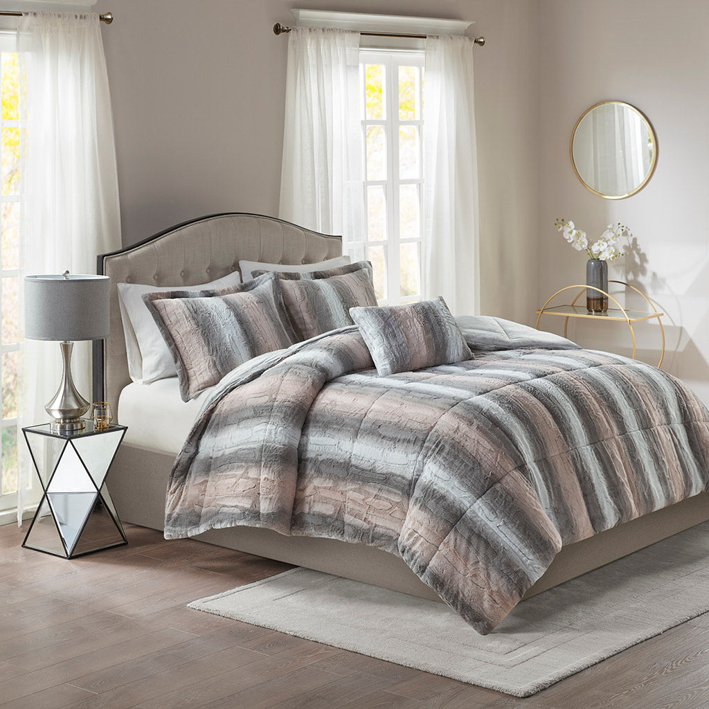 Zuri 4PC Faux Fur Comforter Set