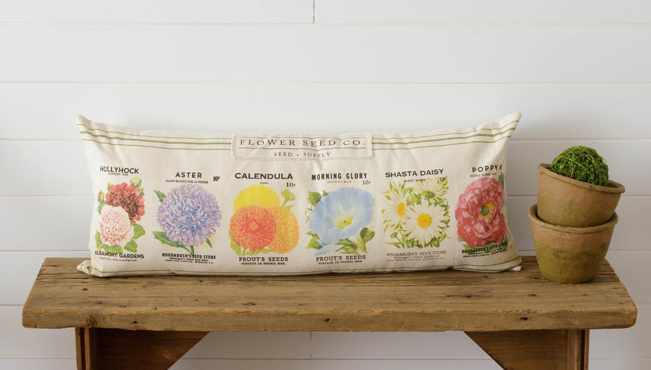 Flower Seed Packs Lumbar Pillow