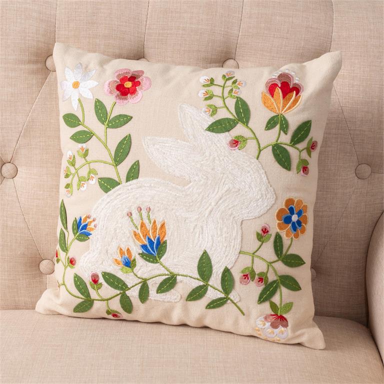 Pillow - Embroidered Bunny