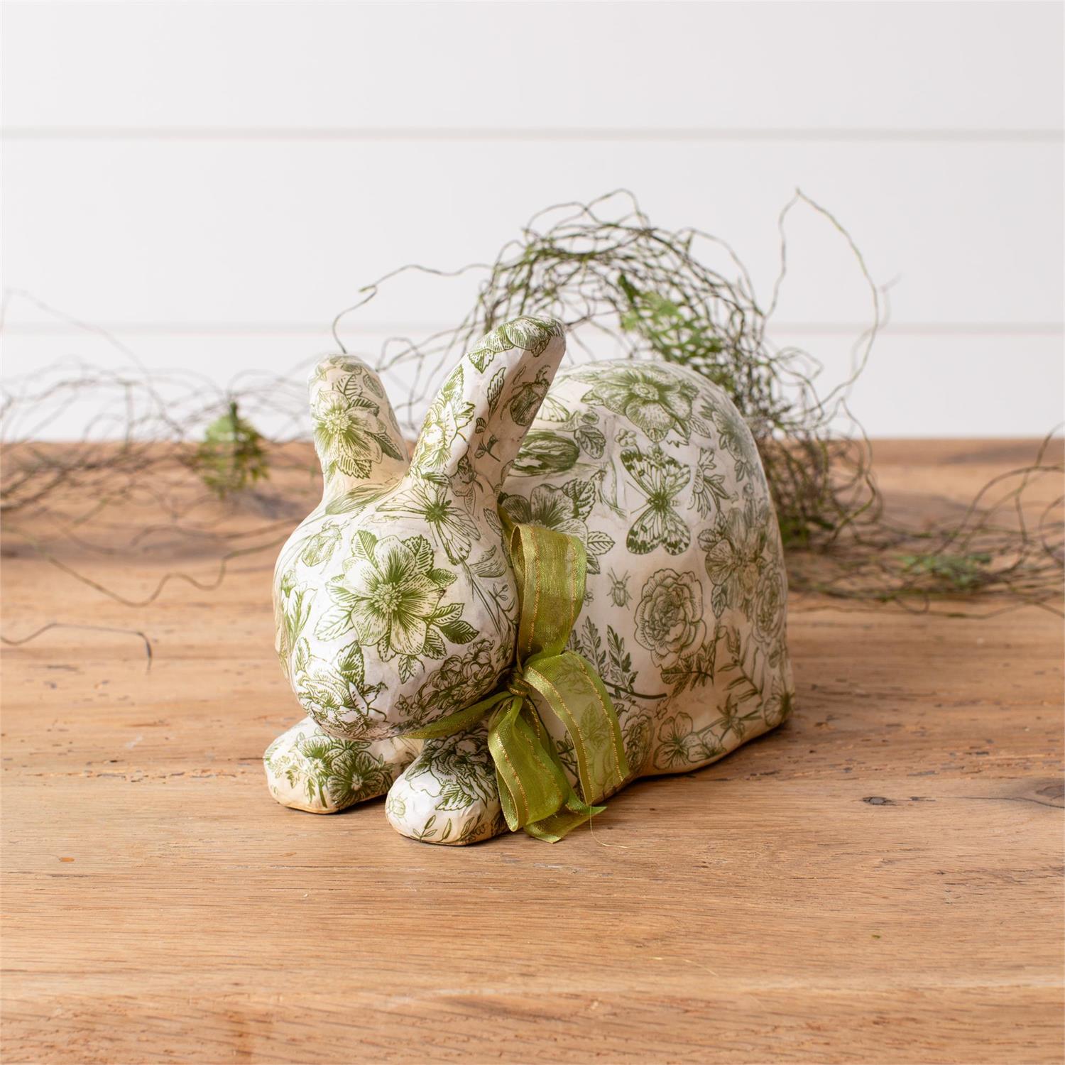 Green Toile Sitting Bunny
