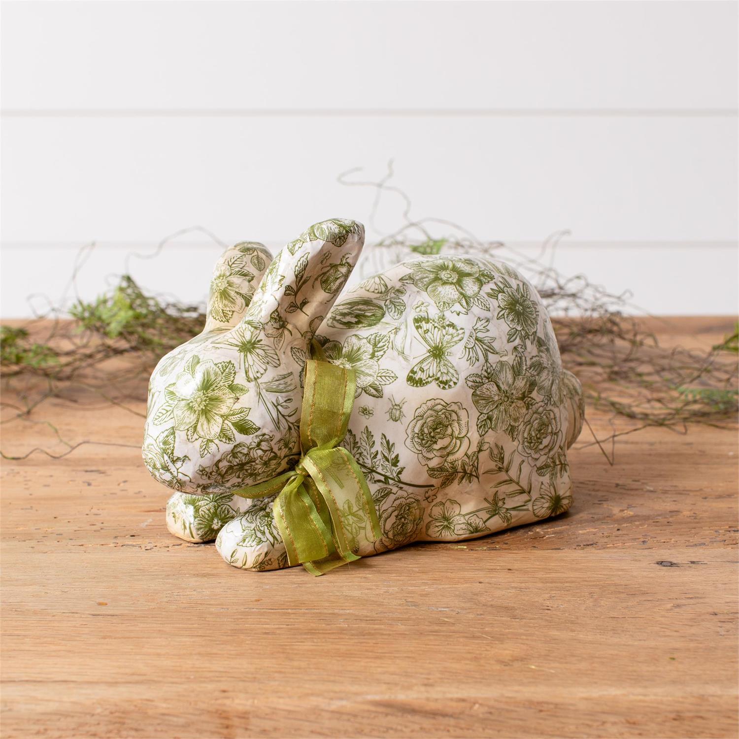 Green Toile Sitting Bunny