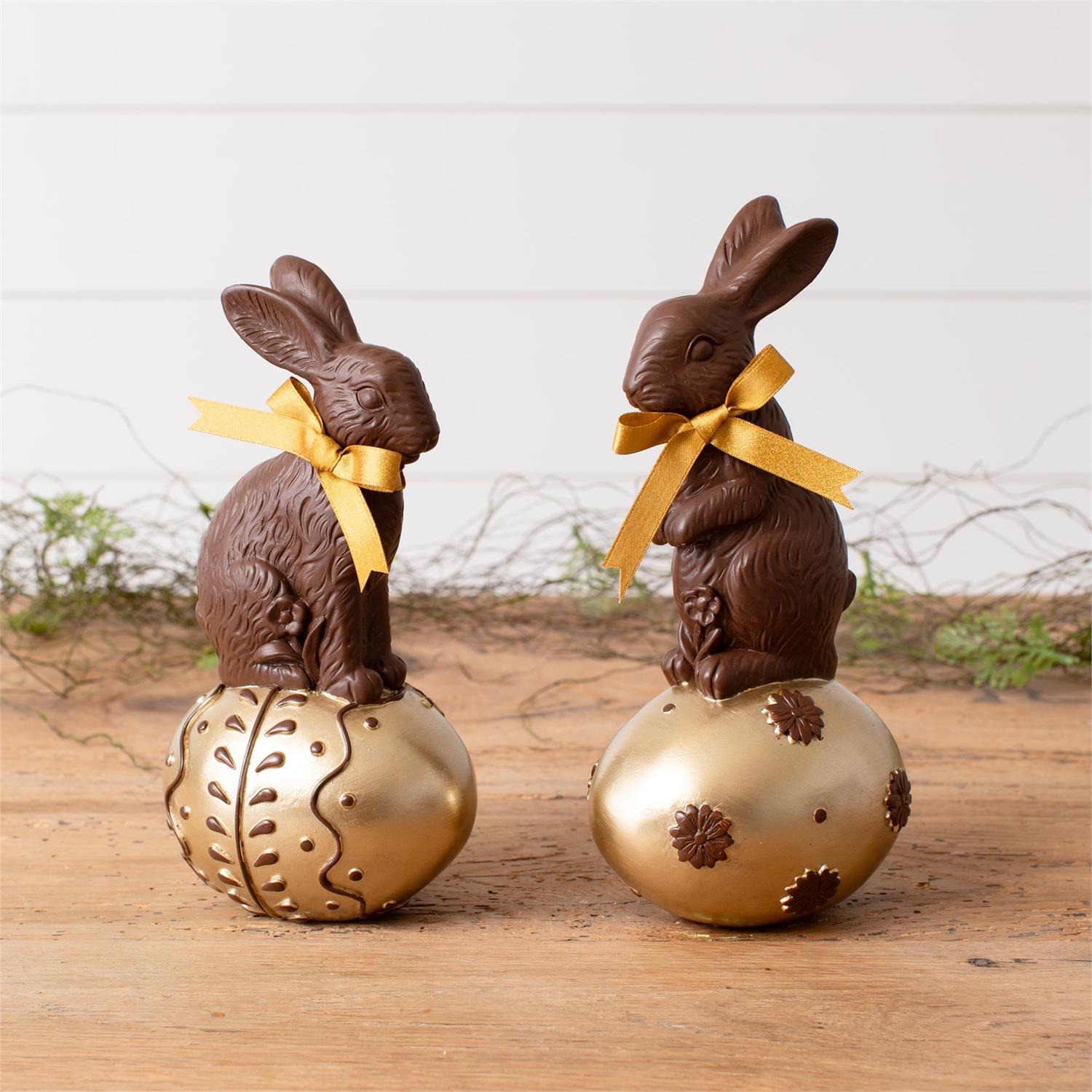 Chocolate Rabbits On Eggs (S/2)
