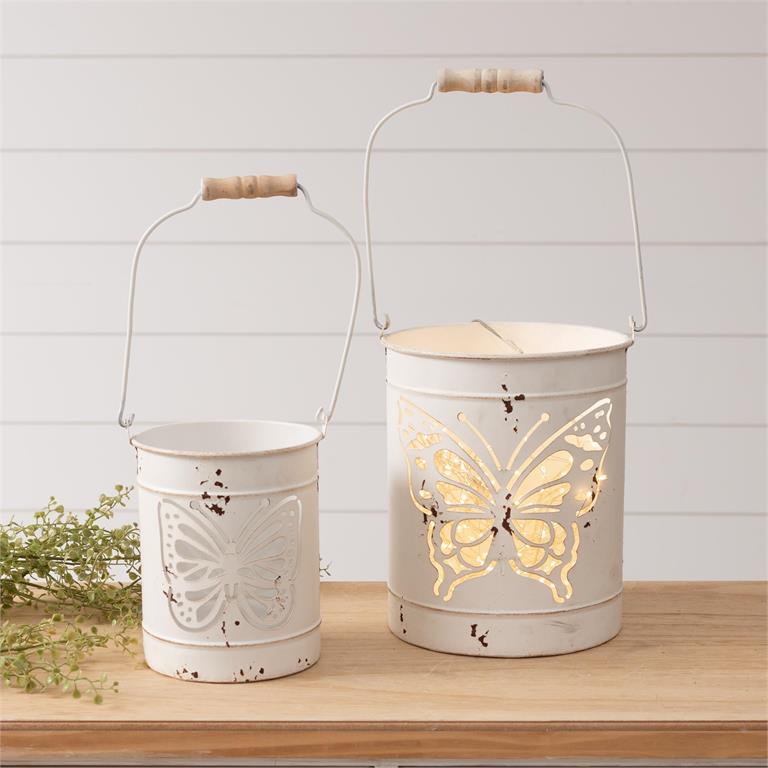 Metal Lanterns With Butterfly Cutout