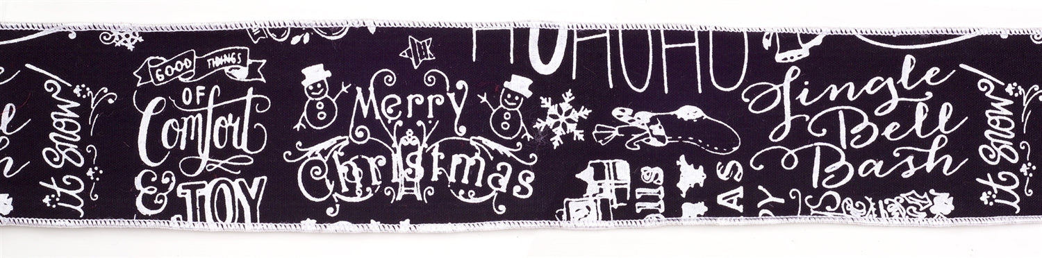 Black and White Christmas Sentiment Ribbon (Set of 2)