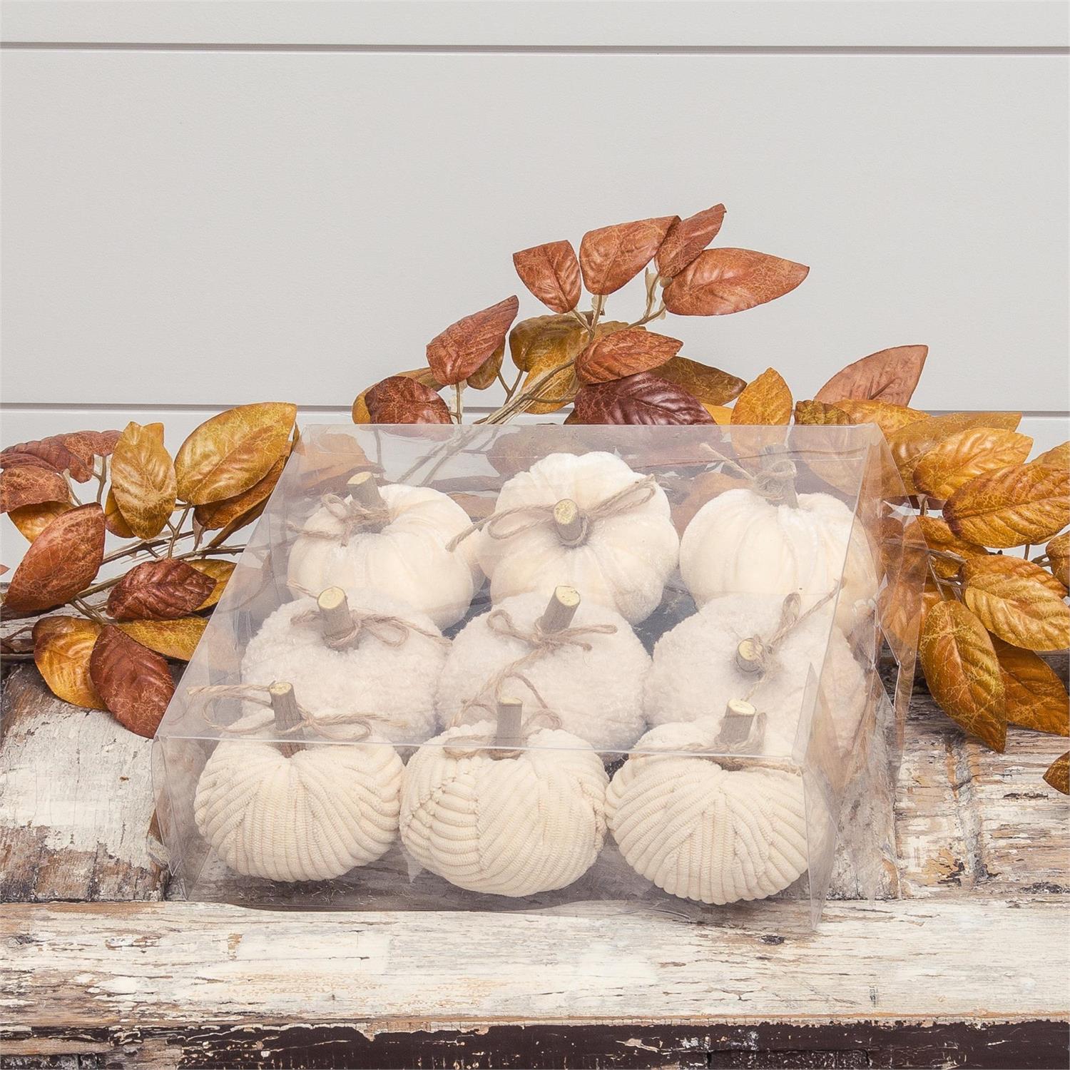 Creamy Soft Fabric Pumpkins (S/9)