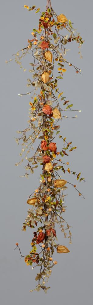 Garland - Pods, Mini Pumpkins, Asstd Fall Foliage