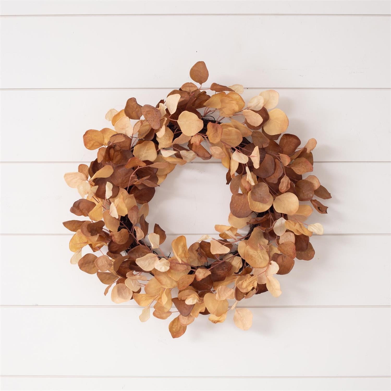 Wreath - Brown And Cream Eucalyptus, Lg (Pk 2)