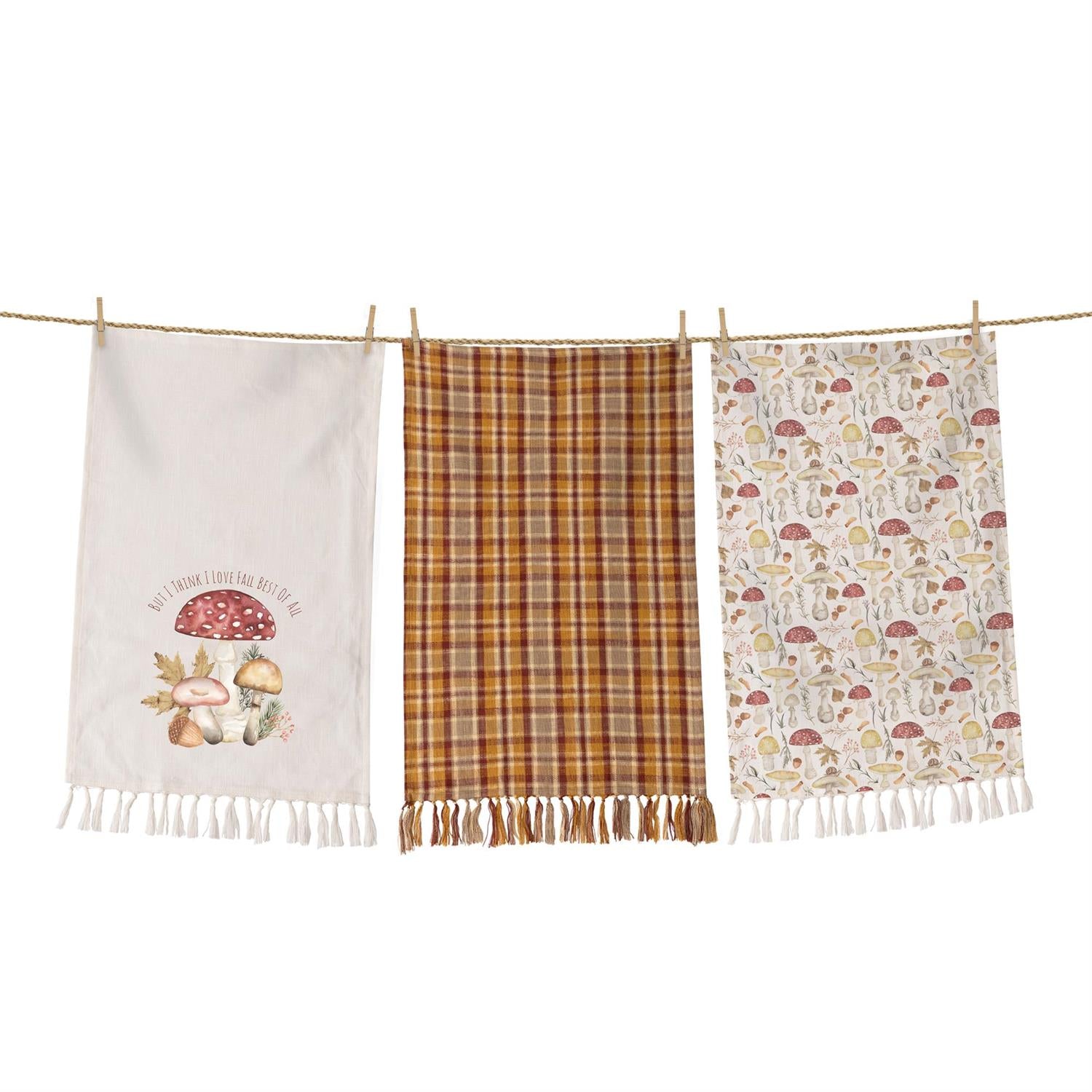 Fall Forage Mushroom Kitchen Towels (S/3)
