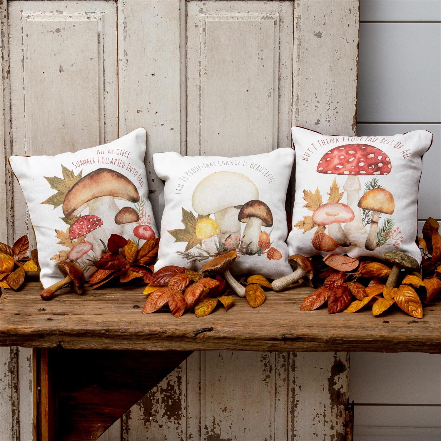 Fall Forage Mini Mushroom Pillows (S/3)