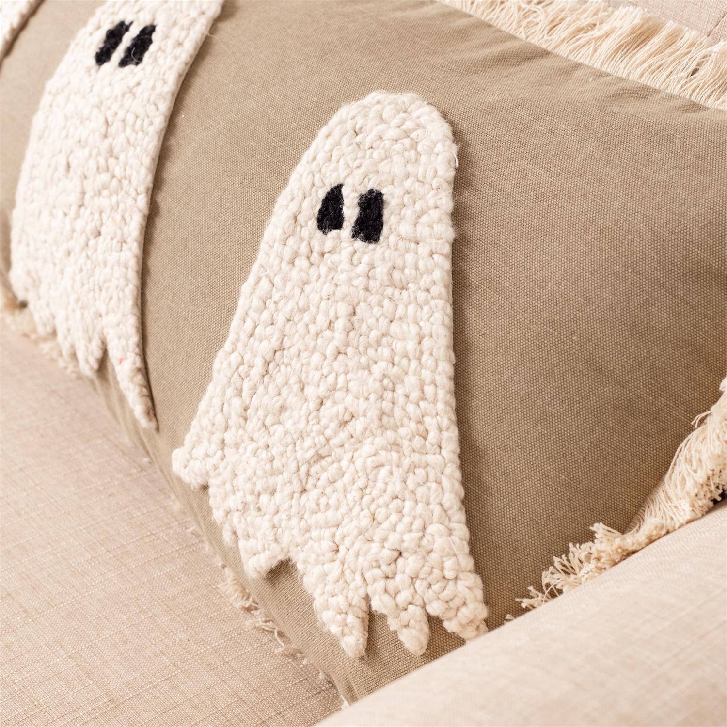 Hooked Ghosts Embellished Pillow