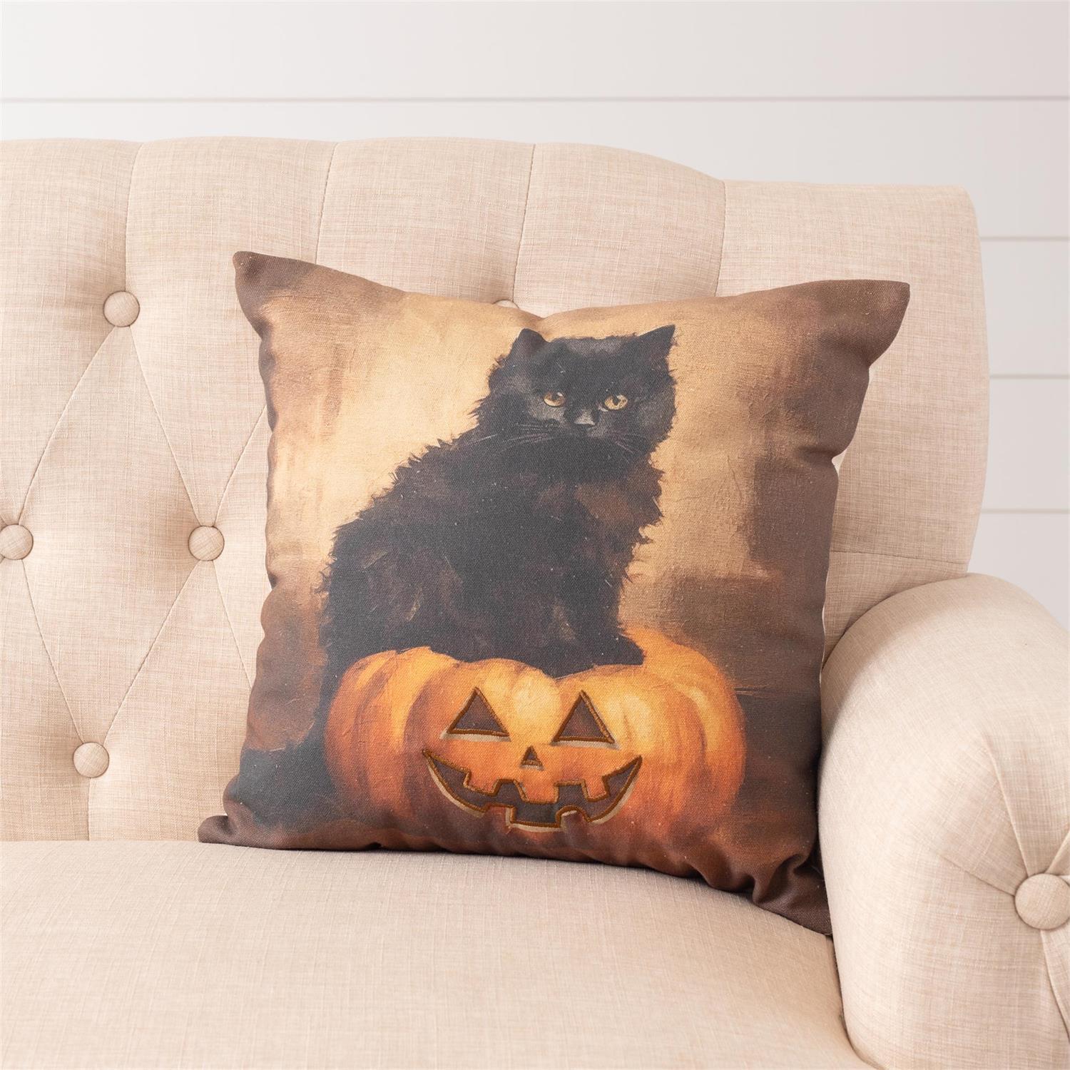 Black Jack & Cat Printed Pillow